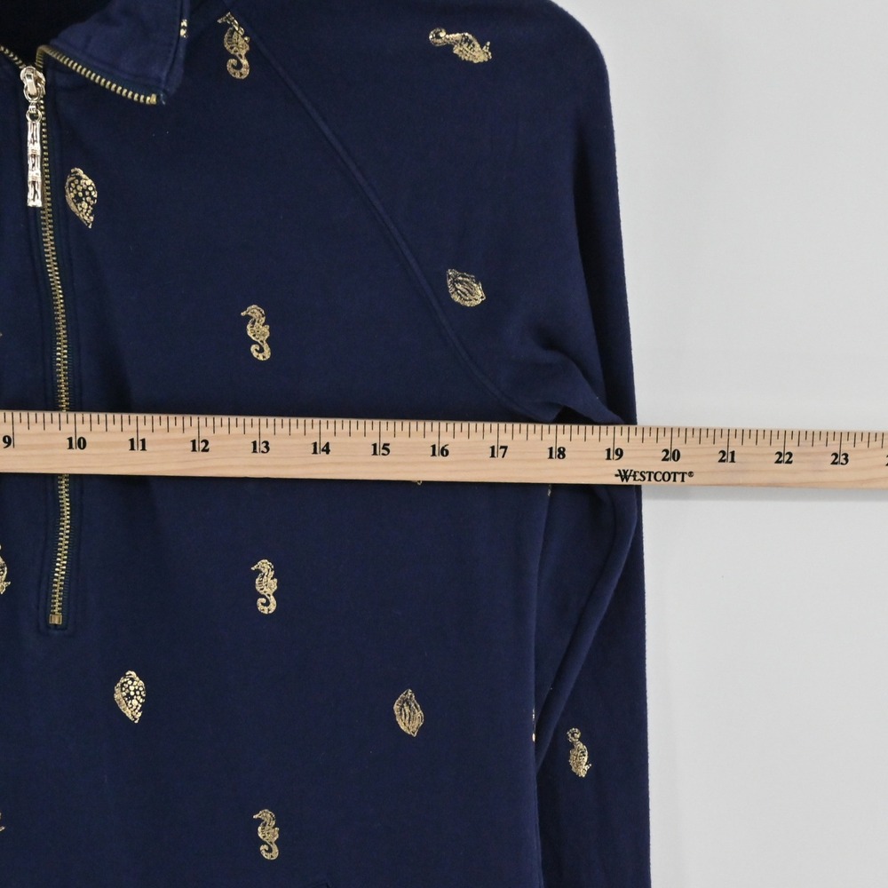 Lilly Pulitzer Skipper Ruffle Dress Womens Size XS Navy Gold Seahorse Cotton - Picture 4 of 14